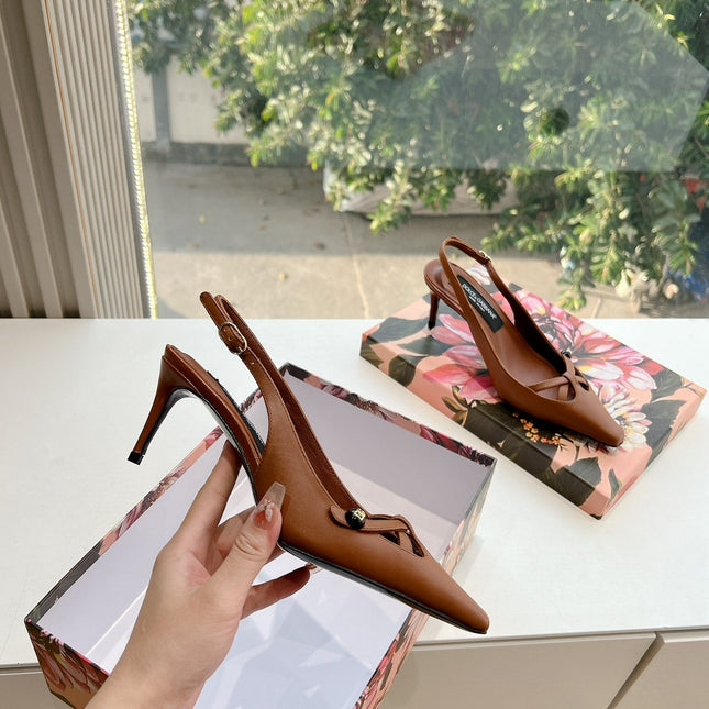 DG 70MM FOOTWEAR – BLUSH IN BROWN CALFSKIN SLINGBACK