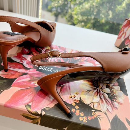 DG 70MM FOOTWEAR – BLUSH IN BROWN CALFSKIN SLINGBACK