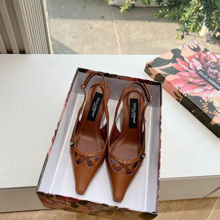 DG 70MM FOOTWEAR – BLUSH IN BROWN CALFSKIN SLINGBACK