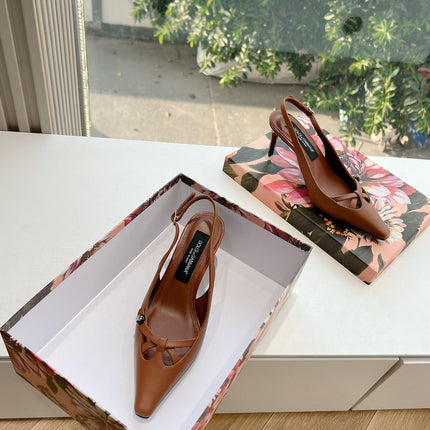 DG 70MM FOOTWEAR – BLUSH IN BROWN CALFSKIN SLINGBACK