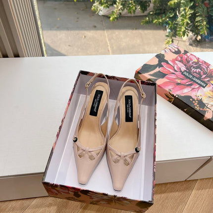 DG 70MM FOOTWEAR – BLUSH IN BEIGE CALFSKIN SLINGBACK