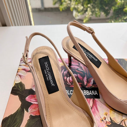 DG 70MM FOOTWEAR – BLUSH IN BEIGE CALFSKIN SLINGBACK