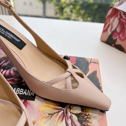 DG 70MM FOOTWEAR – BLUSH IN BEIGE CALFSKIN SLINGBACK