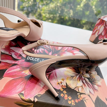 DG 70MM FOOTWEAR – BLUSH IN BEIGE CALFSKIN SLINGBACK