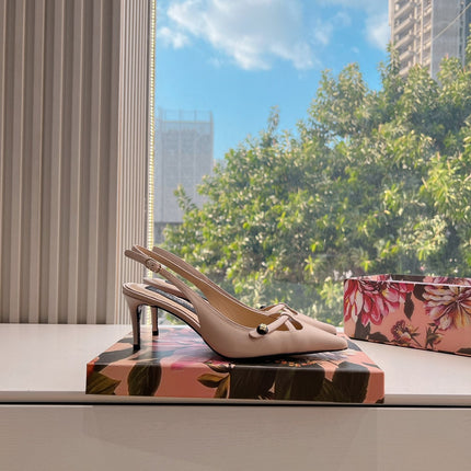 DG 70MM FOOTWEAR – BLUSH IN BEIGE CALFSKIN SLINGBACK