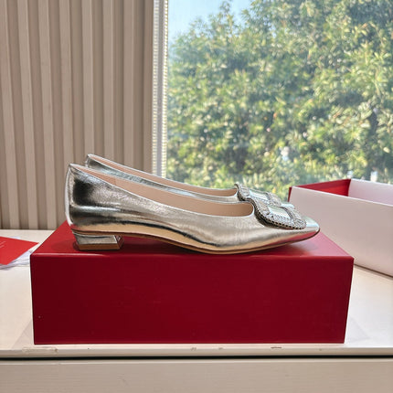 BELLE VIVIER BALLERINAS IN SILVER METALLIC SMOOTH LAMBSKIN