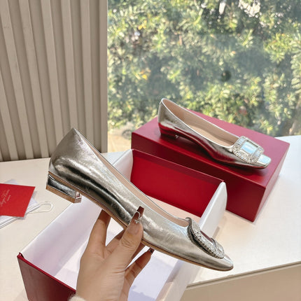 BELLE VIVIER BALLERINAS IN SILVER METALLIC SMOOTH LAMBSKIN