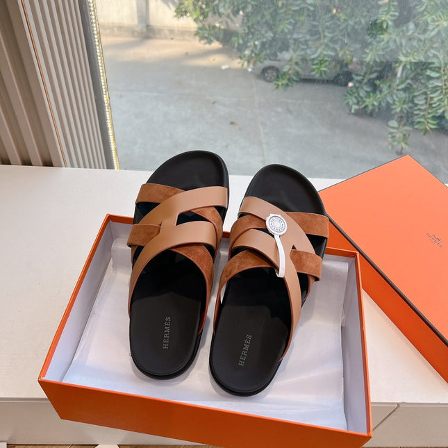 KAZIMIR SANDAL IN BRONZE BROWN CALFSKIN AND SUEDE