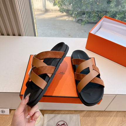 KAZIMIR SANDAL IN BRONZE BROWN CALFSKIN AND SUEDE