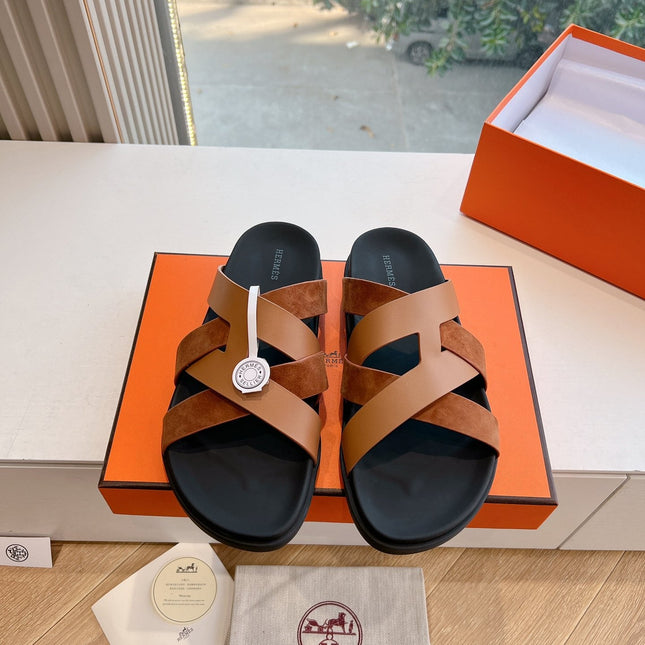 KAZIMIR SANDAL IN BRONZE BROWN CALFSKIN AND SUEDE