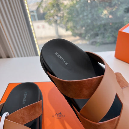 KAZIMIR SANDAL IN BRONZE BROWN CALFSKIN AND SUEDE