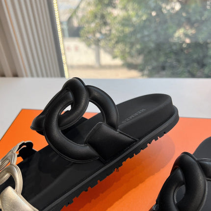 EXTRA SANDAL IN BLACK MIX SILVER CALFSKIN