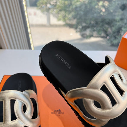 EXTRA SANDAL IN GOLD MIX BLACK CALFSKIN