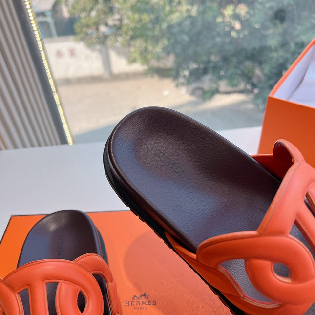 EXTRA SANDAL IN CHERRY RED MIX FIRE ORANGE CALFSKIN