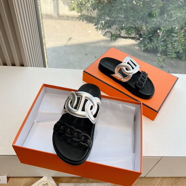 EXTRA SANDAL IN SILVER MIX BLACK CALFSKIN