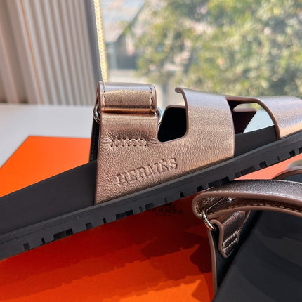 CHYPRE SANDAL IN COPPER BROWN METALLIC CALFSKIN