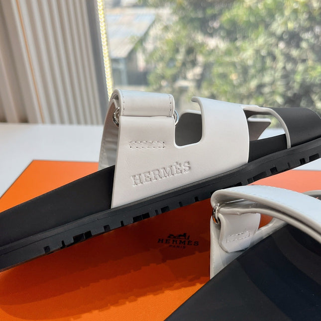 CHYPRE SANDAL IN WHITE MIX BLACK CALFSKIN