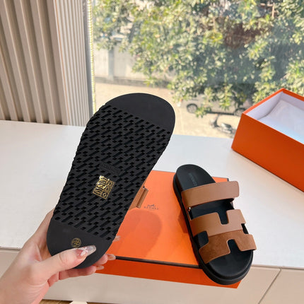 CHYPRE SANDAL IN BRONZE BROWN SUEDE AND CALFSKIN