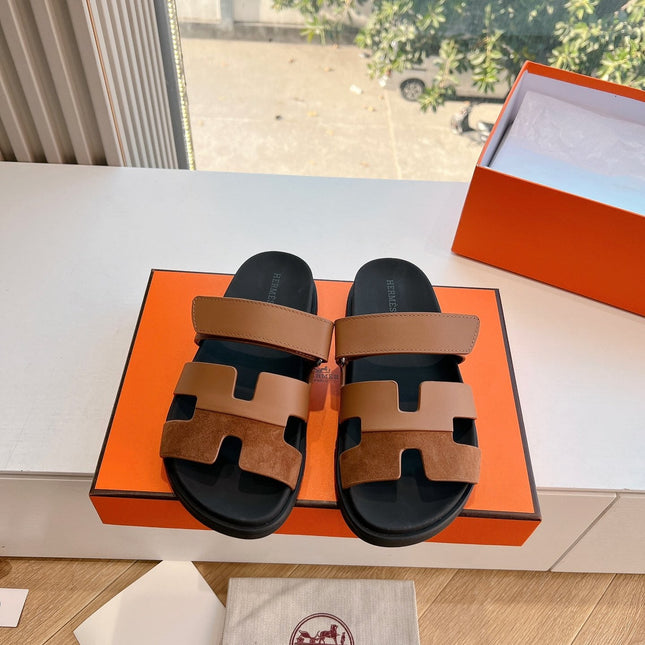 CHYPRE SANDAL IN BRONZE BROWN SUEDE AND CALFSKIN