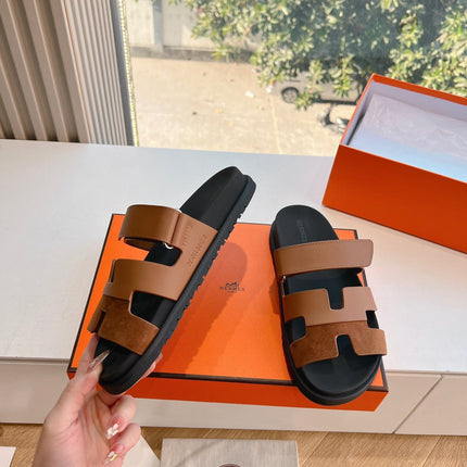 CHYPRE SANDAL IN BRONZE BROWN SUEDE AND CALFSKIN