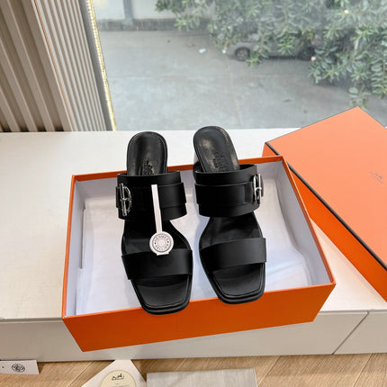 KUTE 60 SANDAL IN BLACK CALFSKIN