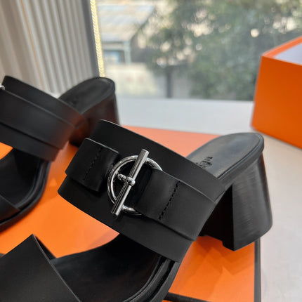 KUTE 60 SANDAL IN BLACK CALFSKIN