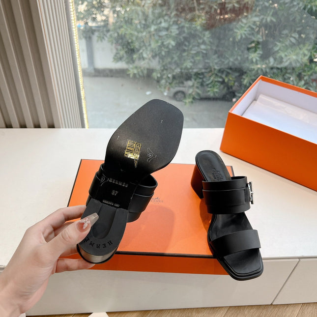 KUTE 60 SANDAL IN BLACK CALFSKIN