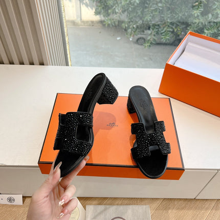 0ASIS SANDAL IN BLACK SUEDE WITH CRYSTALS