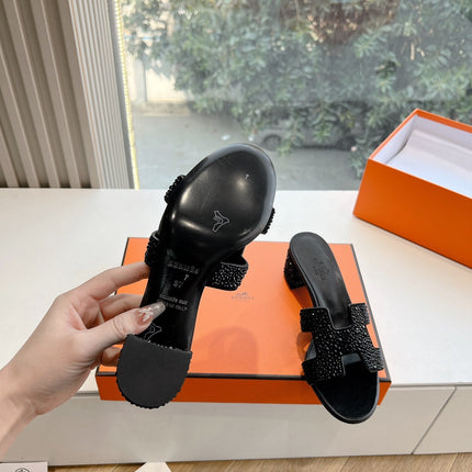 0ASIS SANDAL IN BLACK SUEDE WITH CRYSTALS