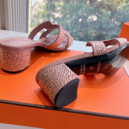 0ASIS SANDAL IN BLUSH PINK SUEDE WITH CRYSTALS