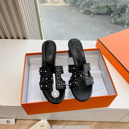 0ASIS SANDAL IN BLACK CALFSKIN WITH STUD