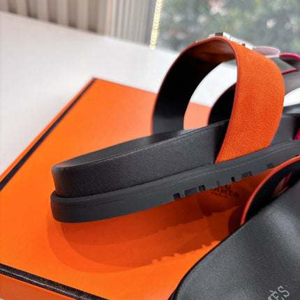 CHYPRE SANDAL IN DARK PINK MIX ORANGE SUEDE