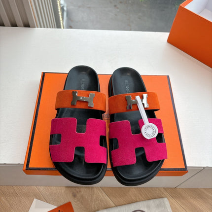 CHYPRE SANDAL IN DARK PINK MIX ORANGE SUEDE