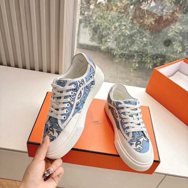 GET SNEAKER IN WHITE MIX CERULEAN BLUE MAXI CANVAS AND CALFSKIN