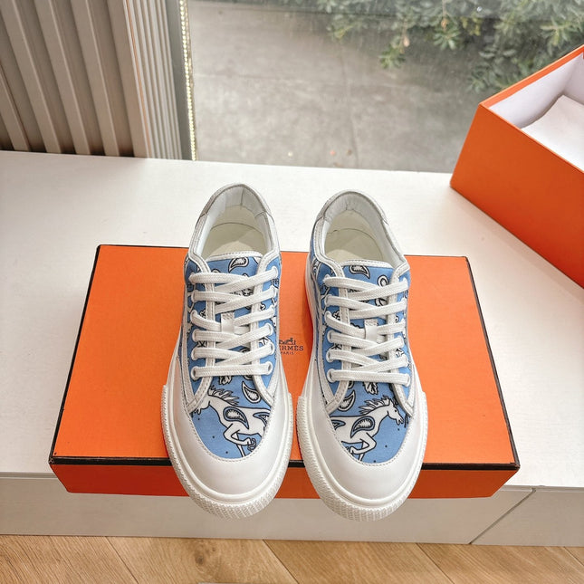 GET SNEAKER IN WHITE MIX CERULEAN BLUE MAXI CANVAS AND CALFSKIN