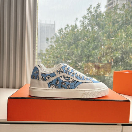 GET SNEAKER IN WHITE MIX CERULEAN BLUE MAXI CANVAS AND CALFSKIN