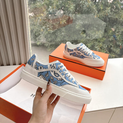 GET SNEAKER IN WHITE MIX CERULEAN BLUE MAXI CANVAS AND CALFSKIN