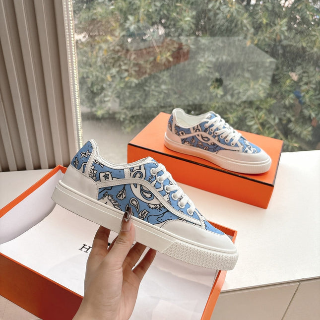 GET SNEAKER IN WHITE MIX CERULEAN BLUE MAXI CANVAS AND CALFSKIN