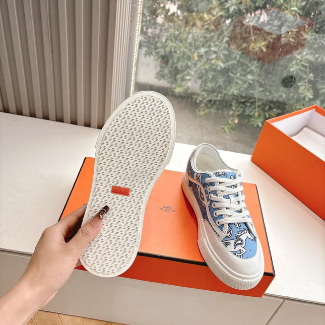 GET SNEAKER IN WHITE MIX CERULEAN BLUE MAXI CANVAS AND CALFSKIN