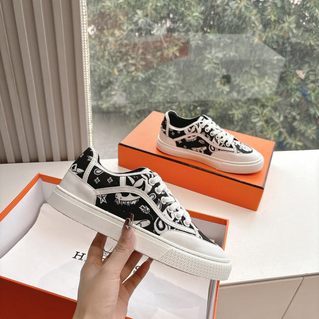 GET SNEAKER IN BLACK MIX WHITE MAXI CANVAS AND CALFSKIN