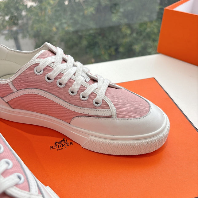 GET SNEAKER IN ROSE PINK MAXI CANVAS AND WHITE CALFSKIN