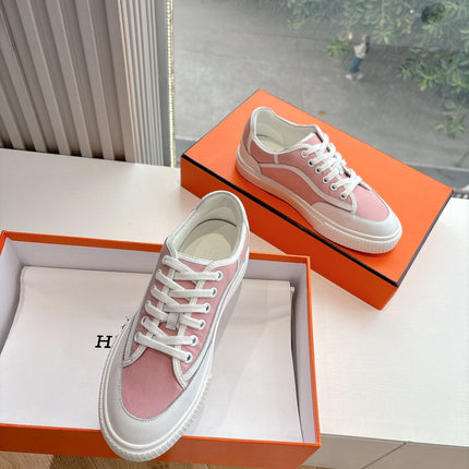 GET SNEAKER IN ROSE PINK MAXI CANVAS AND WHITE CALFSKIN