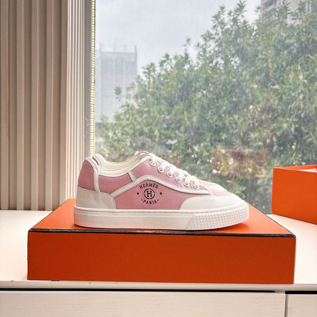 GET SNEAKER IN ROSE PINK MAXI CANVAS AND WHITE CALFSKIN