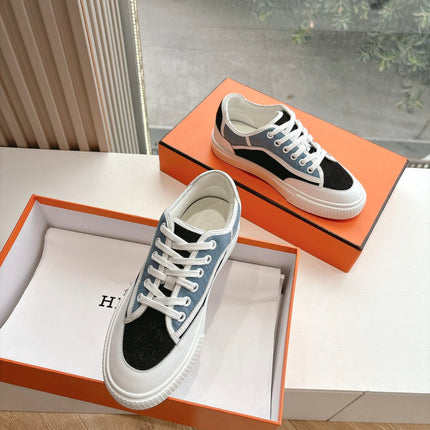 GET SNEAKER IN BLACK MIX LIGHT BLUE CANVAS AND CALFSKIN