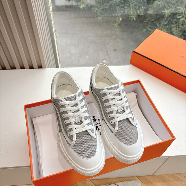 GET SNEAKER IN DOVE GRAY MAXI CANVAS AND CALFSKIN