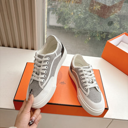 GET SNEAKER IN DOVE GRAY MAXI CANVAS AND CALFSKIN