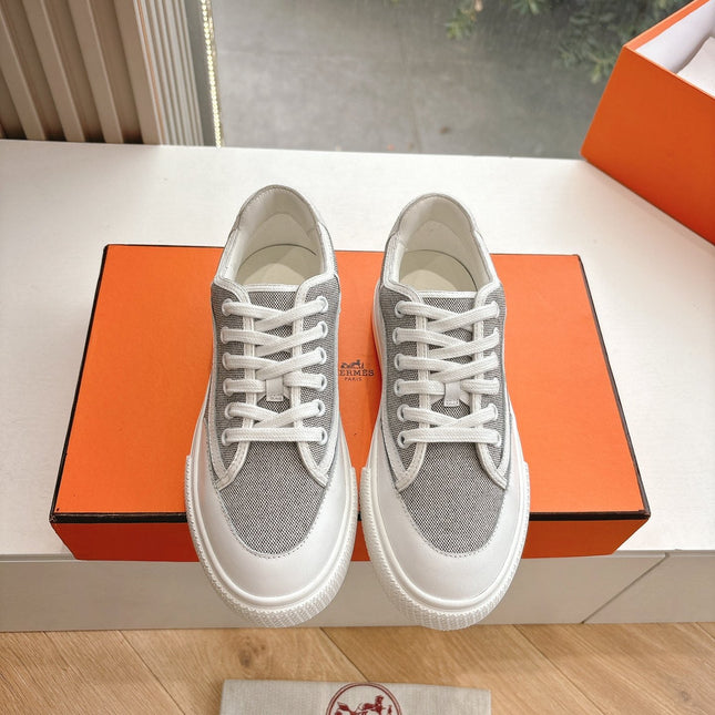 GET SNEAKER IN DOVE GRAY MAXI CANVAS AND CALFSKIN