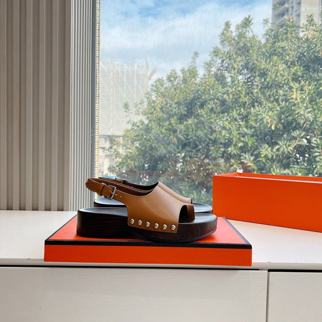 FLAT SANDAL IN BRONZE BROWN CALFSKIN