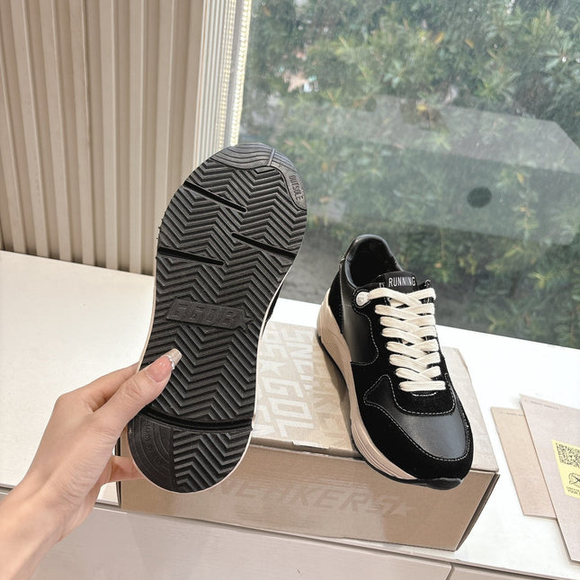 RUNNING SOLE SNEAKERS IN BLACK SUEDE AND CALFSKIN WHITE STAR
