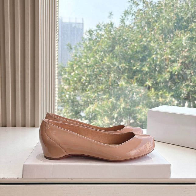 MARLOUGIELA STRASS BALLERINAS IN BEIGE PATENT SMOOTH CALFSKIN